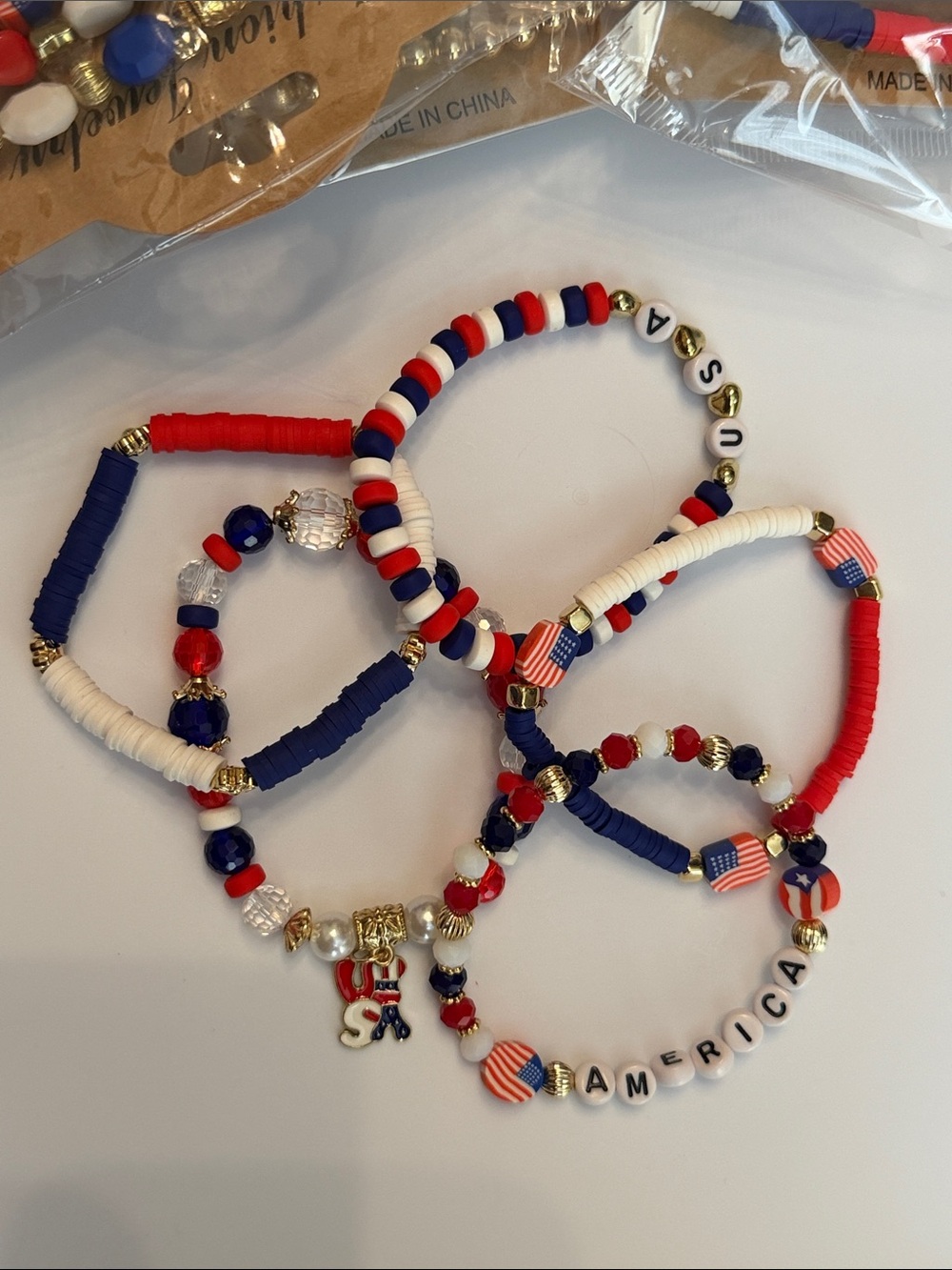 🇺🇸🇺🇸🇺🇸BOGOHO🇺🇸🇺🇸🇺🇸Patriotic Red White Blue Beaded Bracelet Set